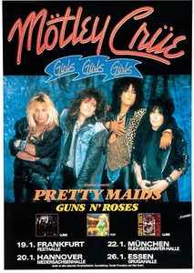 Mötley Crüe/Guns N' Roses 1988 Multi-Date German Concert Poster A4-A3-A2 Sizes - Picture 1 of 1