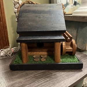 Amish Handmade Birdhouse Rustic Cottage Cobblestone Miniature Cabin Decor LSTB - Picture 1 of 19