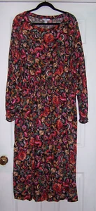 Croft & Barrow Long Sleeve Multicolor Maxi Peasant Dress Size 2X - Picture 1 of 3