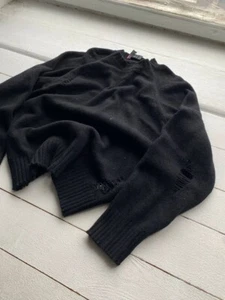 90s Diesel Avant Garde Gothic Punk Opium Fabric Distressed Large Mens Sweater - Picture 1 of 14