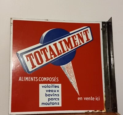 Plaque Emaillerie de Strasbourg- TOTALALIMENT -DOUBLE FACES- EQUERRE -AGRICOLE  - Photo 1/4