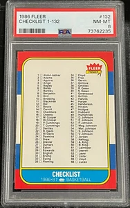 1986 Fleer CHECKLIST PSA 8 NM-MT Basketball #132 ~~2235 - Picture 1 of 2