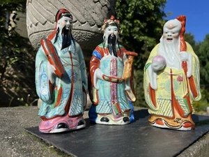 Antikes orientalisches Porzellan drei Unsterbliche, Fuk, Luk, Sau 25 cm hoch - Bild 1 von 22