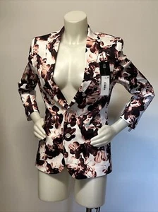 Women's J. Ferrar Slim Blazer Jacket Size 4P SH Floral Burgundy Shade Nwt - Picture 1 of 23