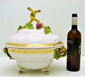 Early French Ceramic Tureen Serving Covered Dish with Figural Sculpted Tulips - Picture 1 of 11
