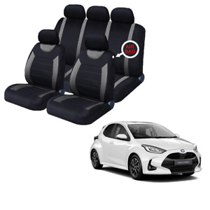 FOR Toyota Yaris Black & Grey Car Seat Covers Protectors Full Set Washable Pet