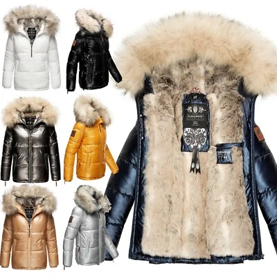 Navahoo Damen Winter Jacke Stepp Kurz Parka Kunstfell gefüttert Kapuze TIKUNAA - Bild 1 von 4