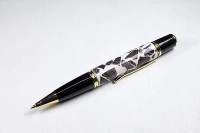Gold / Gold Chrome / White / Corvette Fordite Pen -  Fordite and Resin (P046) - image 1 of 4