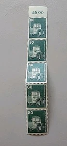 5 West Berlin Germany MNH 1975 80pf Industry & Technology. Strip With Edge. - Picture 1 of 3
