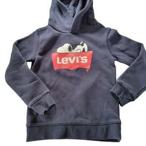 Levi's Snoopy Kid Hoodie Navy Blue 4-5 Years Pullover Sweatshirt Unisex Peanuts - Picture 1 of 12