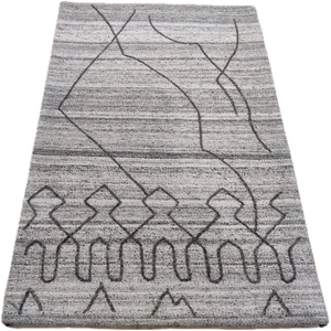 2 x 3 Handmade Wool Rug Grey Hand-woven Rug Tufted 60x90 cm - Picture 1 of 16