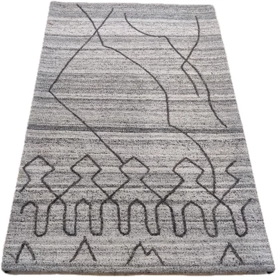 2 x 3 Handmade Wool Rug Grey Hand-woven Rug Tufted 60x90 cm - Image 1 of 4