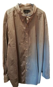 Ralph Lauren Classic Fit Dress Shirt Men Sizr 4XL Big Blue White Stripe Preppy - Picture 1 of 10