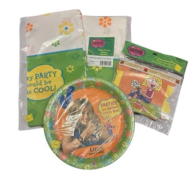 Lote de 4 piezas de suministros para fiestas Lizzie McGuire cubiertas de mesa platos de papel pancarta de cumpleaños Foto 1 de 4