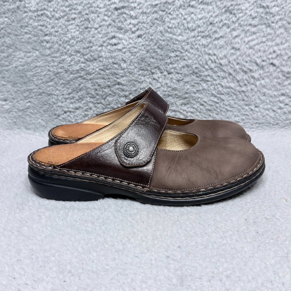 Finn Comfort Stanford Womens Size 9-9.5 Wide Mary Jane Slide Brown Leather - Image 1 of 4