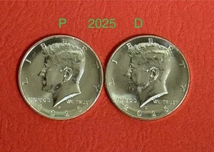 Set Of 2 Coins 2025 P&D 50 Cents Kennedy Half Dollar Uncirculated. #C1628 - Picture 1 of 2