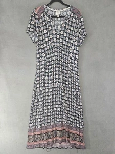 Knox Rose Maxikleid Gr. XL Blumen Mehrfarbig V-Ausschnitt Boho Crinkle Cottagecore - Bild 1 von 9