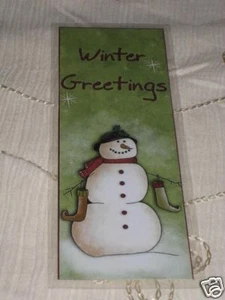 PRIMITIVE WINTER LAMINATED SNOWMAN BOOKMARK  - Picture 1 of 1