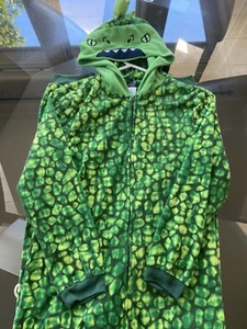 Cuddl Duds Dinosaur One Piece Pajamas Union Suit Costume Hoodie Boys 10-12 Large - Picture 1 of 6