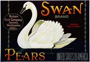 *Original* SWAN Trumpeter Bird Yakima Washington Pear Crate Label NOT A COPY! - Picture 1 of 1