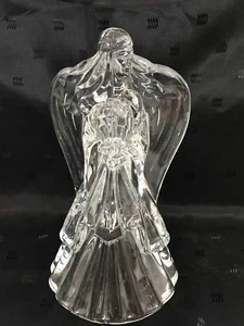 USA Crystal/Cristal Lead DePlomo Clear Glass Very Heavy Angel Candle Holder  - Bild 1 von 9