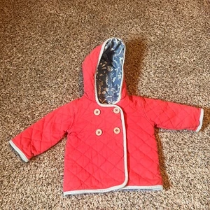 Boden Baby Quilted Coat Hooded Floral Lined Button Up Jacket 3-6 month - Picture 1 of 7