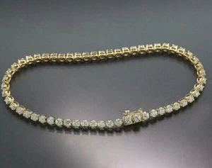 925 Silver Birthday 6Ct Round EF/VS GDGL Lab Grown Diamond Tennis Bracelet - Picture 1 of 13