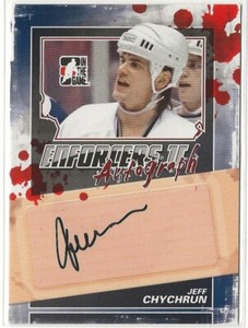 2013-14 ITG Enforcers Autographs #AJCH Jeff Chychrun In The Game