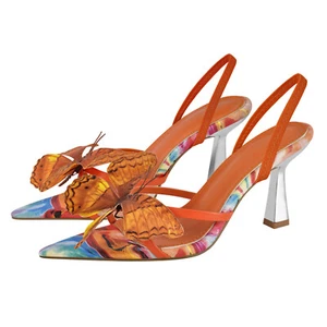 Women's High Heels Stilettos Open Toe Dressy Sexy Butterfly Decoration Sandals - Picture 1 of 23