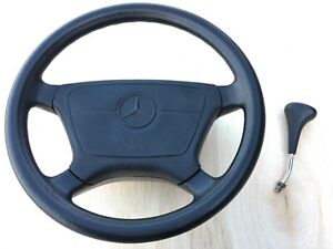 Mercedes rubber steering wheel + gear knob w124 w201 190e 190d air bag optional
