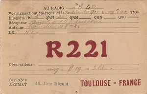1926 QSL QSO Karte CB AMATEURFUNK Postkarte Rue Riquet TOULOUSE FRANKREICH R221, 1920er - Bild 1 von 2