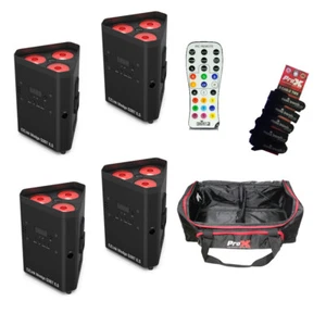 Chauvet DJ Set of 4 EZLink Wedge Q3BT ILS with Carry Bag, IRC6 + Cable Wraps - Picture 1 of 7