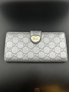 Authentic GUCCI Guccissima Heart Continental Silver Wallet - Picture 1 of 19