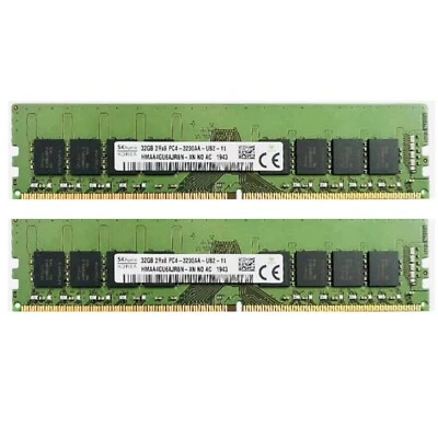 Hynix 64GB (2X32GB) 3200MHz PC4-25600 288-Pins 2RX8 UDIMM Desktop Memory Ram - Image 1 of 4