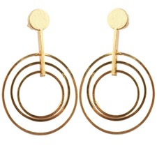 Tree Round Yellow Shine Gold Plated Handmade Fashion Party Wear Drop Earrings