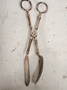 Vtg Italy EP Zinc Alloy Silver Plated Salad Cake Tongs Silverplate Silverware  - Picture 1 of 6