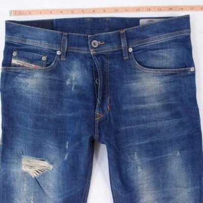 Pantalones de mezclilla para hombre Diesel TEPPHAR 084TX elásticos ajustados rectos azules W31 L32 Foto 1 de 4