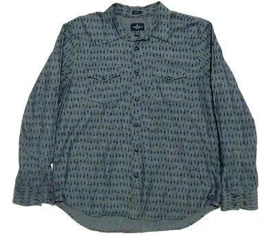 Camisa Western American Eagle Para Hombres XL Metal A Presión Manga Larga Denim Cambray Foto 1 de 3