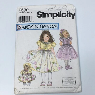 Daisy Kingdom Dress Girls Size 3-6 CUT to 6  Pattern S0630 & 18" Doll Dress  - Image 1 of 2
