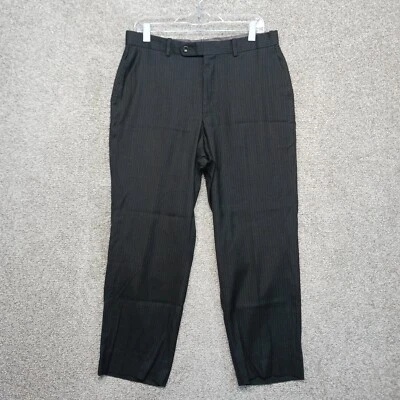 Pantalones de traje para hombre talla 34 gris a rayas S63012N pierna recta vestido de negocios pantalón Foto 1 de 4