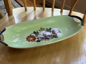 Vintage PM Bavaria Oval Celery Bowl Plate Porcelain Floral Erphila Handpainted - Picture 1 of 8