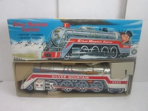 VINTAGE Tin 1960'S Silver Mountain Express Battery Operated 3525 Train Japan NOS - Picture 1 of 18