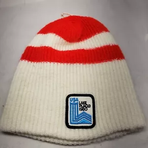 Vintage 1980 XIII Lake Placid Winter Olympic Games Knit Beanie Hat Coca Cola - Picture 1 of 3