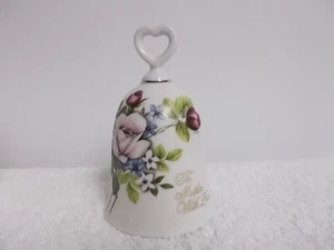 To Mother With Love Floral Porcelain Bell Gold Accents Heart Handle Mothers Day - Picture 1 of 5
