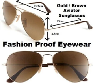 Retro Gold Brown Classic Frame Aviation Pilot Sunglasses UV400 Mens Womens - Picture 1 of 2