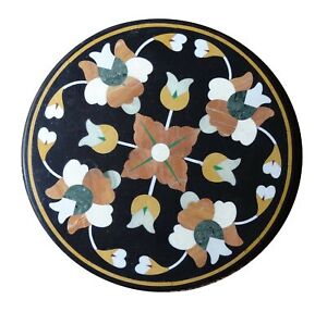 Size 12"x12" Black Coffee Marble Table Top Marquetry Mosaic Home Decor Gifts Art