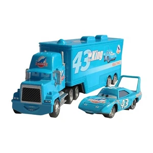 Modellino auto Disney Pixar Cars Diecast - n.43 Dinoco Hauler Truck con re - Foto 1 di 6