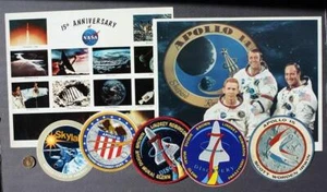 1970-80s Era NASA Apollo Skylab & Space Shuttle SEVEN Photo Stickers Patch set-- - Picture 1 of 1