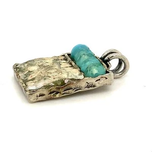 Vtg Signed Ascopa Israel Roman Glass Handmade Hammered Designer Slide Pendant - Picture 1 of 7
