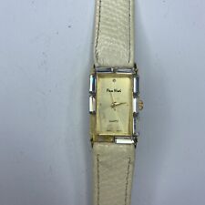 E Pierre Nicol Gold Crystals Leather White Ladies Vtg Stainless Japan Untested